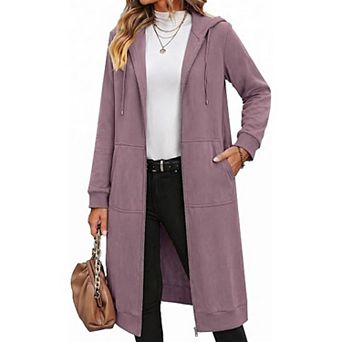 Zeagoo Women's Oversized Fleece Zip Up Hoodie Long Tunic Sweatshirt Casual Jacket