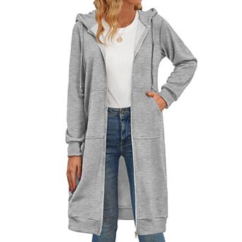 Zeagoo Women's Oversized Fleece Zip Up Hoodie Long Tunic Sweatshirt Casual Jacket