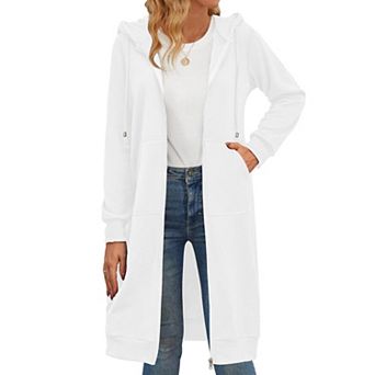 Zeagoo Women's Oversized Fleece Zip Up Hoodie Long Tunic Sweatshirt Casual Jacket