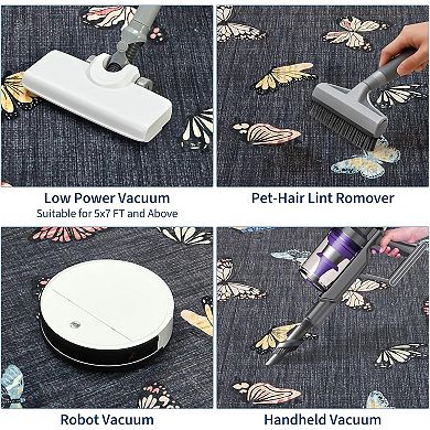 ANIXOL Butterfly Area Rug Artistic Pearl Velour Soft Low-Pile Machine Washable