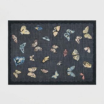 ANIXOL Butterfly Area Rug Artistic Pearl Velour Soft Low-Pile Machine Washable