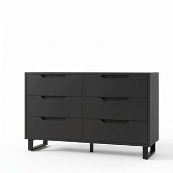 6-Drawer Dresser for Bedroom, Wood Chest of Drawers, Rustic Storage Cabinet for Living Room, Hallway