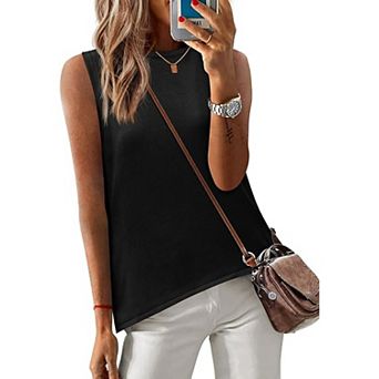 Zeagoo Women's Crew Neck Sleeveless Knit Tank Tops Casual Loose Fit Beach Spring Summer Tops