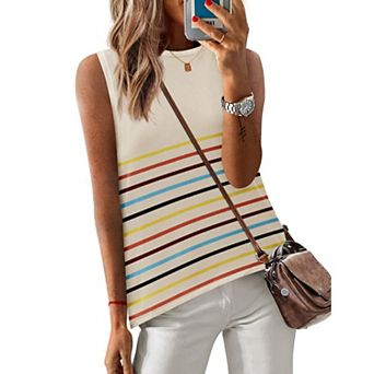 Zeagoo Women's Crew Neck Sleeveless Knit Tank Tops Casual Loose Fit Beach Spring Summer Tops