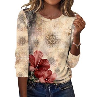 Zeagoo Women's Dressy Casual Long Sleeve Crew Neck Blouses Business Casual Work Tops