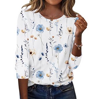 Zeagoo Women's Dressy Casual Long Sleeve Crew Neck Blouses Business Casual Work Tops