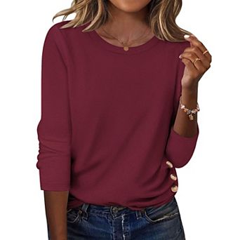 Zeagoo Women's Dressy Casual Long Sleeve Crew Neck Blouses Business Casual Work Tops