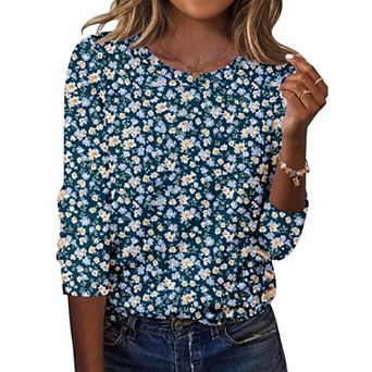 Zeagoo Women's Dressy Casual Long Sleeve Crew Neck Blouses Business Casual Work Tops