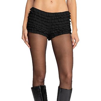 Women Tiered Ruffled Mini Shorts Low Rise Elastic Waist Bloomers