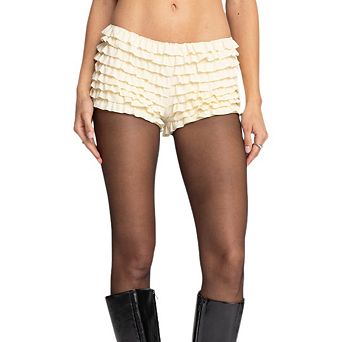 Women Tiered Ruffled Mini Shorts Low Rise Elastic Waist Bloomers
