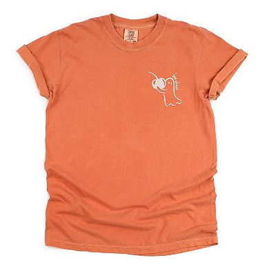 Embroidered Boo Cheri Ghost - Women's Garment Dyed Graphic T-Shirt