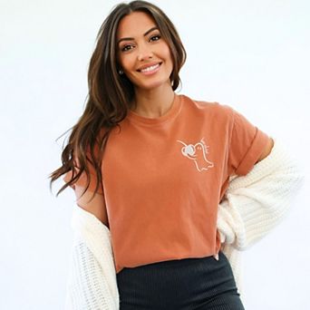 Embroidered Boo Cheri Ghost - Women's Garment Dyed Graphic T-Shirt