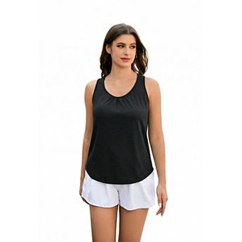 Pinspark Women's Racerback Yoga Tank Top, Sleeveless Athletic Long Length Shirt