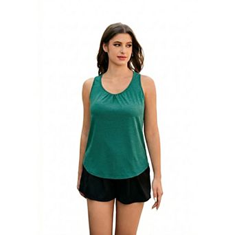 Pinspark Women's Racerback Yoga Tank Top, Sleeveless Athletic Long Length Shirt