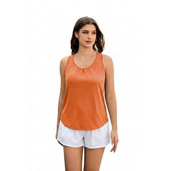 Pinspark Women's Racerback Yoga Tank Top, Sleeveless Athletic Long Length Shirt