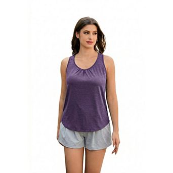 Pinspark Women's Racerback Yoga Tank Top, Sleeveless Athletic Long Length Shirt