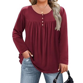 Zeagoo Women's Crew Neck Floral Printed Tunic Tops Casual Dressy Plus Size Blouses
