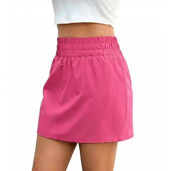 Pinspark Women's Golf Tennis Skort, High Waist Wide Waistband Athletic Skirt with Built-in Shorts