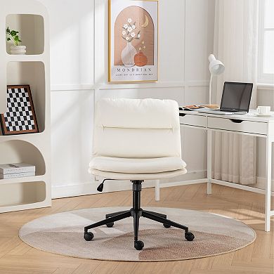 Trikiousd Adjustable Swivel Criss Cross Chair with Wide Seat and PU Leather