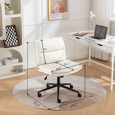 Trikiousd Adjustable Swivel Criss Cross Chair with Wide Seat and PU Leather