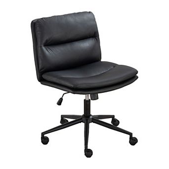 Trikiousd Adjustable Swivel Criss Cross Chair with Wide Seat and PU Leather
