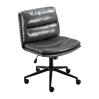 Trikiousd Adjustable Swivel Criss Cross Chair with Wide Seat and PU Leather