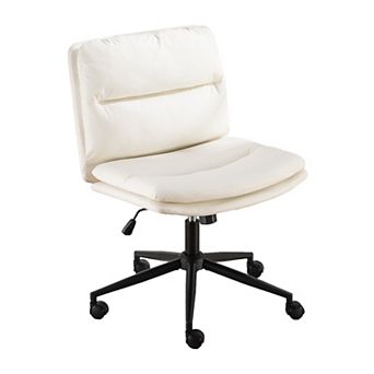 Trikiousd Adjustable Swivel Criss Cross Chair with Wide Seat and PU Leather