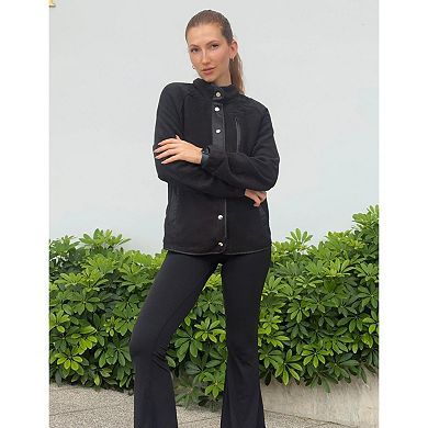 Zeagoo Women's Fleece Sherpa Jacket Long Sleeve Stand Collar Coat with Pockets