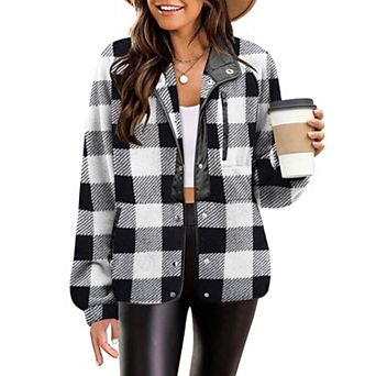 Zeagoo Women's Fleece Sherpa Jacket Long Sleeve Stand Collar Coat with Pockets