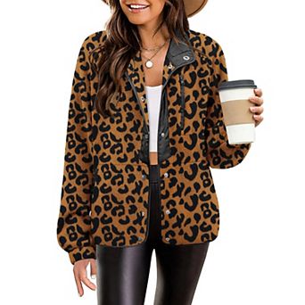 Zeagoo Women's Fleece Sherpa Jacket Long Sleeve Stand Collar Coat with Pockets