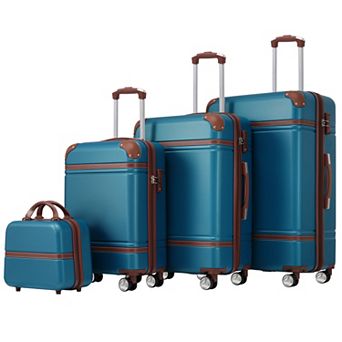 Trikiousd Hardshell Luggage Sets 4 pc 20"+24"+28" Luggages and Cosmetic Case Spinner Suitcase
