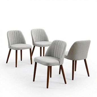 Modern Dining Chair Set of 4/6/8, Upholstered Chair Padded Wooden Frame, Diningroom Living Room