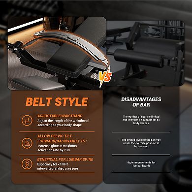 Hip Thrust Machine with Adjustable Footboard and Beltwand, 630LBS Glute Bridge Machine, Home Gym