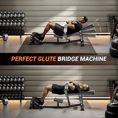 Hip Thrust Machine with Adjustable Footboard and Beltwand, 630LBS Glute Bridge Machine, Home Gym