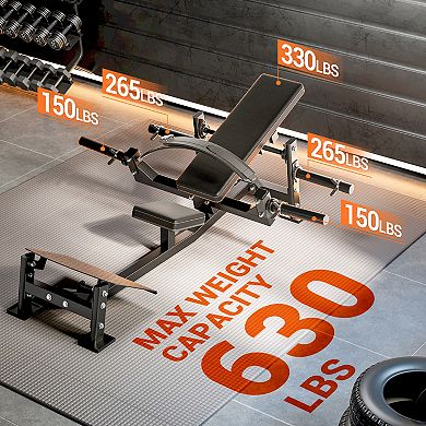 Hip Thrust Machine with Adjustable Footboard and Beltwand, 630LBS Glute Bridge Machine, Home Gym