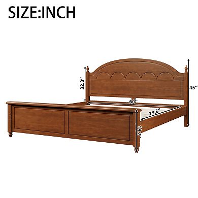 Trikiousd Arched Headboard Platform Bed Wooden Panel Bed No Box Spring Needed