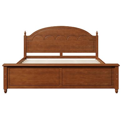 Trikiousd Arched Headboard Platform Bed Wooden Panel Bed No Box Spring Needed