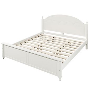 Trikiousd Arched Headboard Platform Bed Wooden Panel Bed No Box Spring Needed