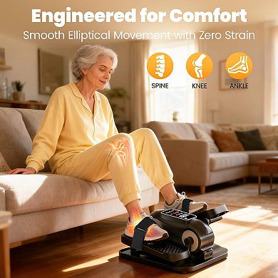 Quiet Under Desk Elliptical 12-Speed Electric Seated Pedal Exerciser with Remote