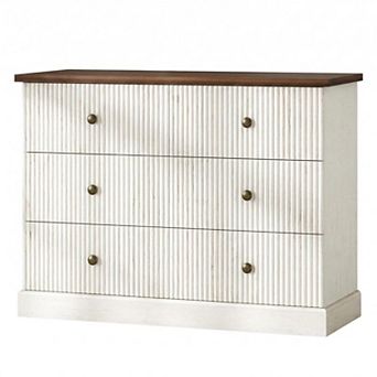 6 Drawer Dresser for Bedroom, Fluted Panel Horizontal Chest, Small Space Storage Dresser