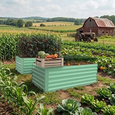Metal Garden Bed Square, Galvanized Raised Planter Box Outdoor