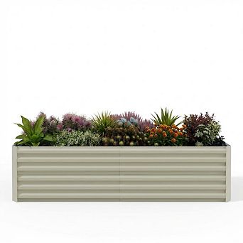 Metal Garden Bed Square, Galvanized Raised Planter Box Outdoor