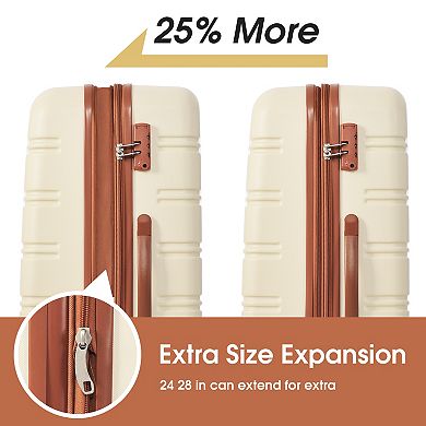 Trikiousd Hardshell Luggage Sets 4 pcs + Bag Spinner Suitcase with TSA Lock -16"+20"+24"+28"Luggages