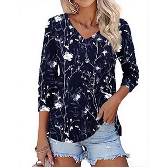 Zeagoo Women Fall Tops Long Sleeve Tunics Casual Dressy Blouse V Neck T Shirts Outfit Trendy