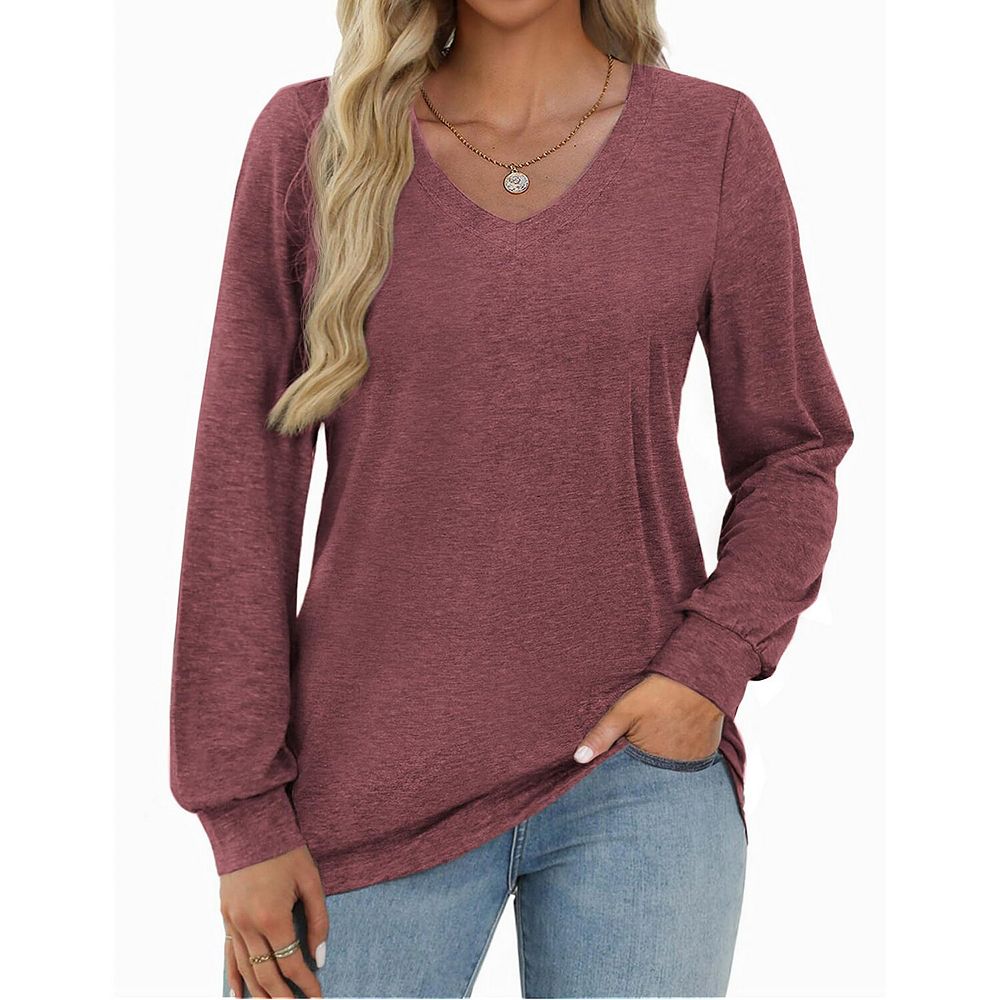 Zeagoo Women Fall Tops Long Sleeve Tunics Casual Dressy Blouse V Neck T ...