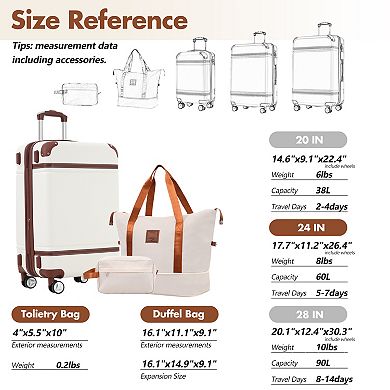 Trikiousd Hardshell Luggage Sets with Bags Lightweight Suitcase Double Spinner Wheels with TSA Lock