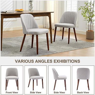 Modern Dining Chairs Set of 2, Upholstered Fabric Side Chairs with Padded Seat and Sturdy Wood Legs
