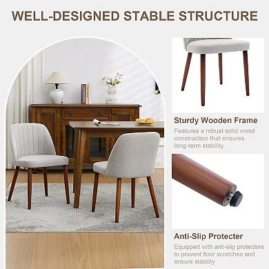 Modern Dining Chairs Set of 2, Upholstered Fabric Side Chairs with Padded Seat and Sturdy Wood Legs