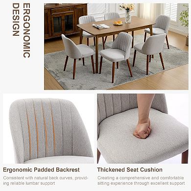 Modern Dining Chairs Set of 2, Upholstered Fabric Side Chairs with Padded Seat and Sturdy Wood Legs