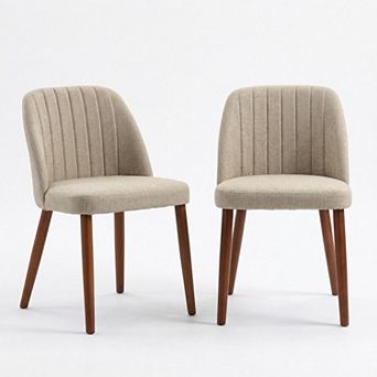 Modern Dining Chairs Set of 2, Upholstered Fabric Side Chairs with Padded Seat and Sturdy Wood Legs